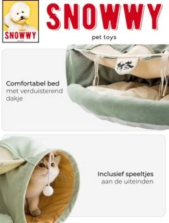SNOWWY - Kattentunnel Met Kattenmand In één - Origineel En Uniek Design - Kattenhuis - Kattenhuis - Kat Kussen - Kattenbed - Matcha Groen -Hondenbenodigdheden 910x1200 1