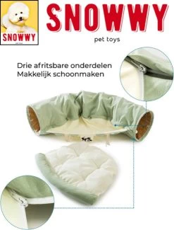 SNOWWY - Kattentunnel Met Kattenmand In één - Origineel En Uniek Design - Kattenhuis - Kattenhuis - Kat Kussen - Kattenbed - Matcha Groen -Hondenbenodigdheden 912x1200 1