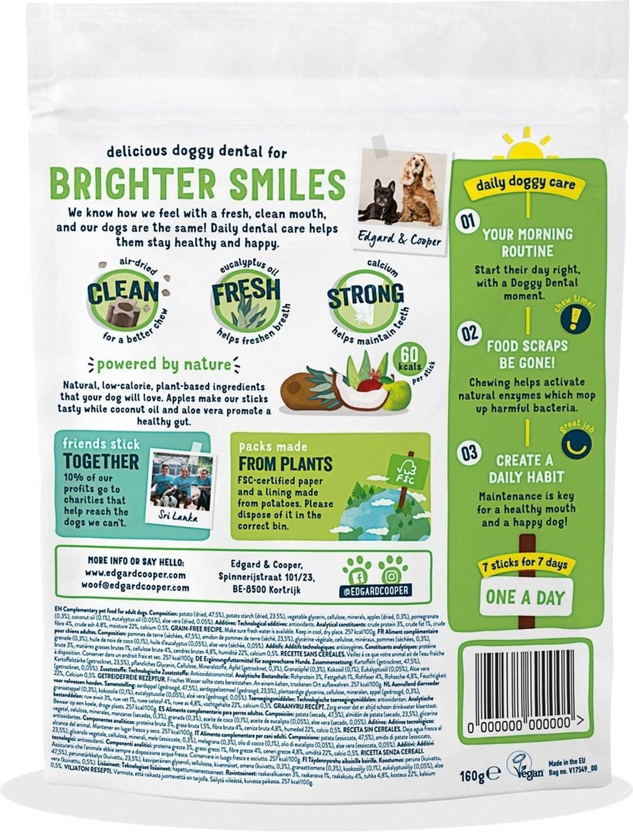 Edgard & Cooper Doggy Dental Sticks Appel - Eucalyptusolie Medium 5 Edgard & Cooper Doggy Dental Sticks Appel - Eucalyptusolie Medium - Afbeelding 3