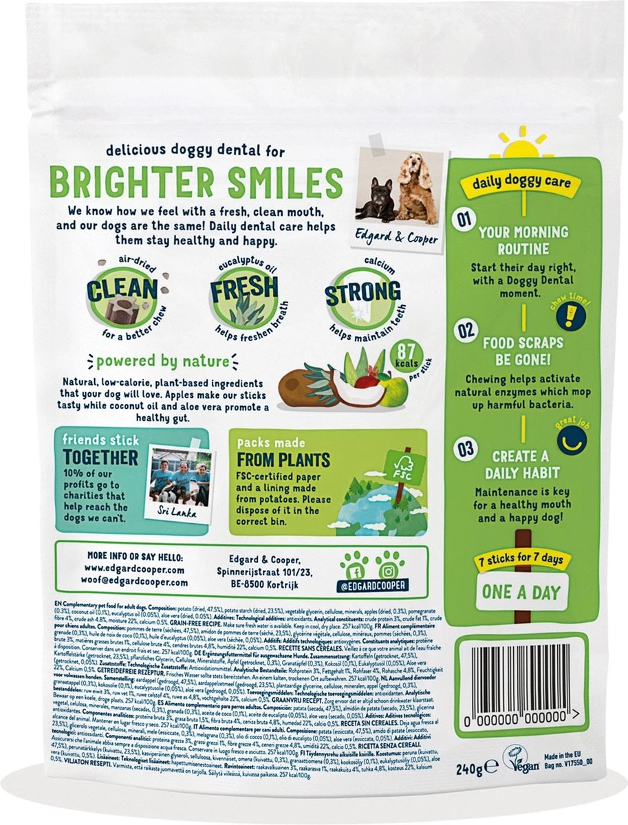 Edgard & Cooper Doggy Dental Sticks Appel - Eucalyptusolie Large 5 Edgard & Cooper Doggy Dental Sticks Appel - Eucalyptusolie Large - Afbeelding 3