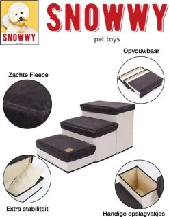 SNOWWY - Hondentrap Met Opslagruimte - Honden Loopplank Met Handige Opslagvakje - Hondenloopplanken - Inklapbaar - Huisdier Opstap - Hondentrapje - Grijs -Hondenbenodigdheden 938x1200 2