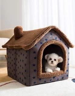 Château Animaux® Hondenhuis - Kattenhuis - 50 X 40x 46 Cm - Dierenhuis - Kattenhok - Hondentent - Hondenhuisjes Voor Binnen - Bruin -Hondenbenodigdheden 948x1200 5