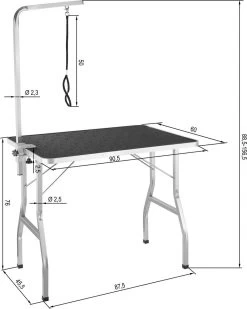 Tectake- Trimtafel Met Lus - Tafelhoogte: 76 Cm - Zwart / Grijs - 402892 -Hondenbenodigdheden 958x1200