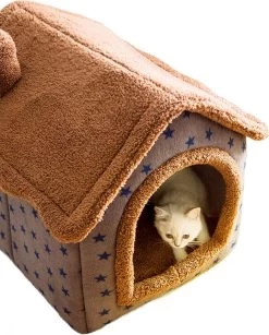 Château Animaux® Hondenhuis - Kattenhuis - 50 X 40x 46 Cm - Dierenhuis - Kattenhok - Hondentent - Hondenhuisjes Voor Binnen - Bruin -Hondenbenodigdheden 965x1200 2