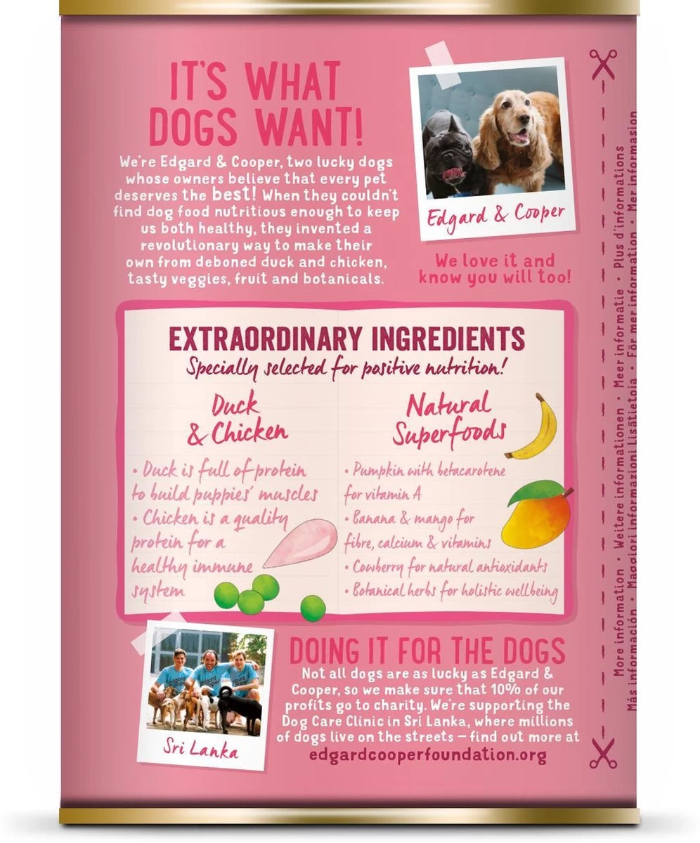 Edgard & Cooper Eend & Kip Blik - Voor Puppy's - Hondenvoer - 12 X 400 G 9 Edgard & Cooper Eend & Kip Blik - Voor Puppy's - Hondenvoer - 12 X 400 G - Afbeelding 7
